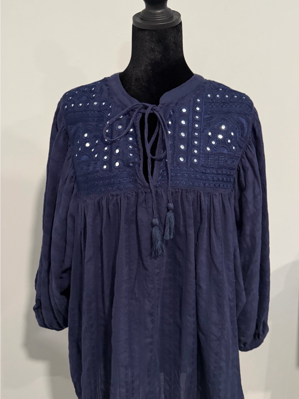 True Religion Navy Embroidered Blouse